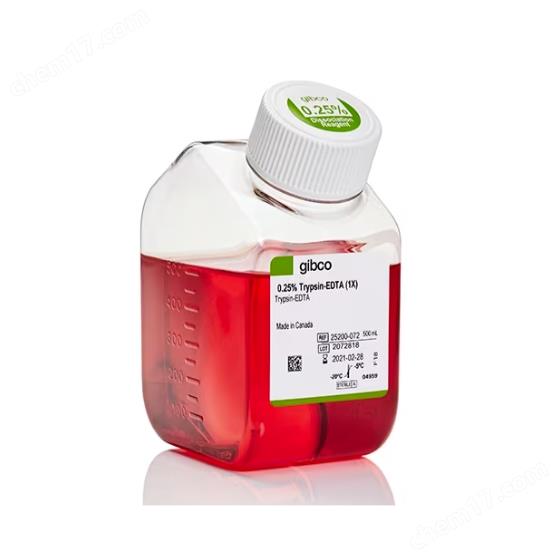 25200072-500mL 胰蛋白/酶-EDTA (0.25)，含酚红